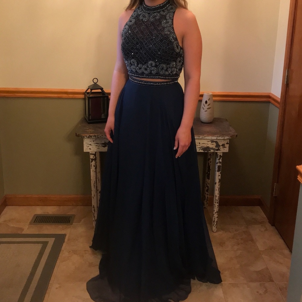 Navy Blue Sherri Hill Prom Dress
